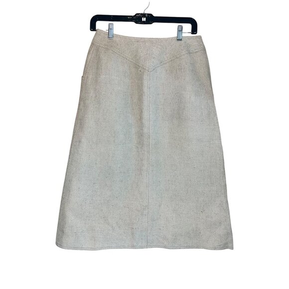 Bill Atkinson Vintage Womens Skirt Size 10 Beige A Line Midi Pockets Classic - Picture 11 of 12